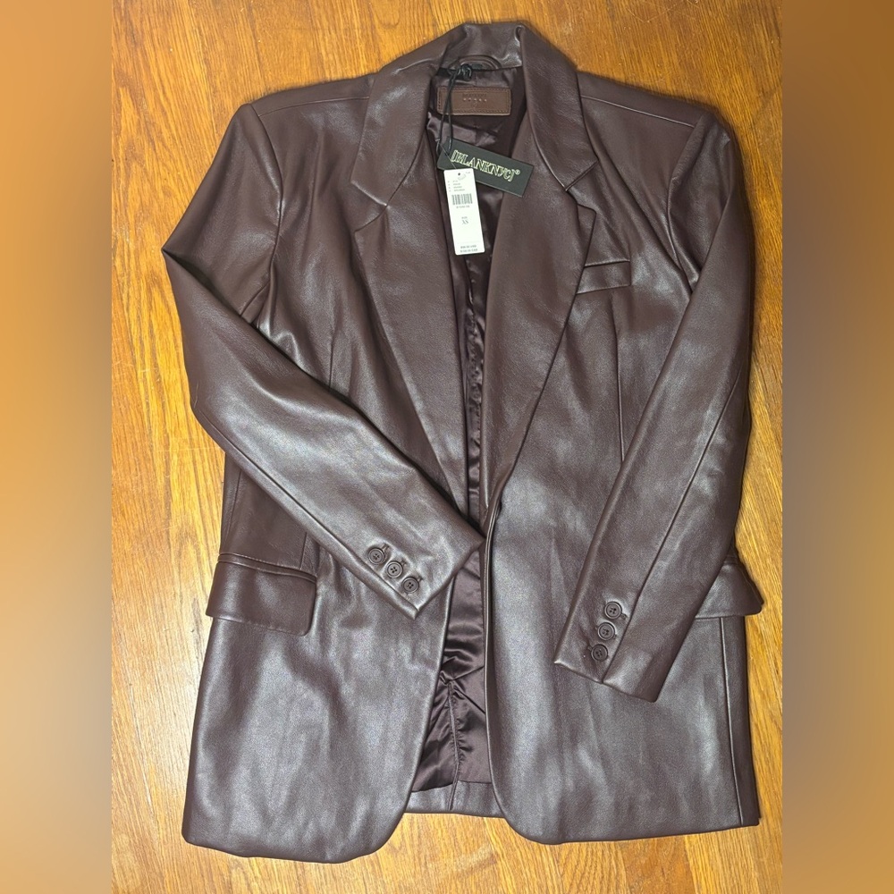 Blank NYC Deep Brown Leather Blazer
